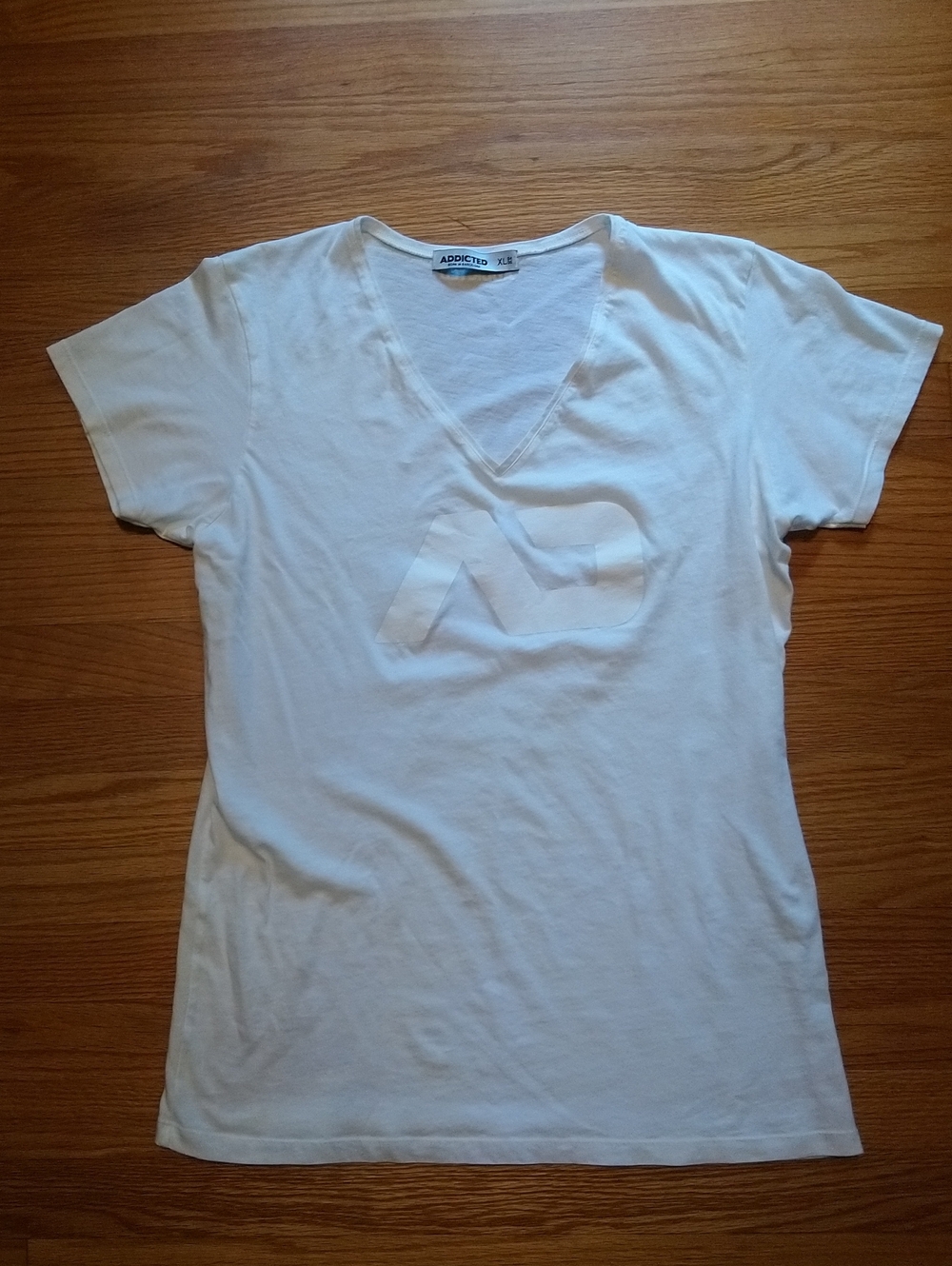 ADDICTED White V-Neck Men's Tee